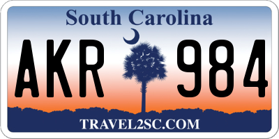 SC license plate AKR984