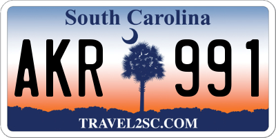 SC license plate AKR991