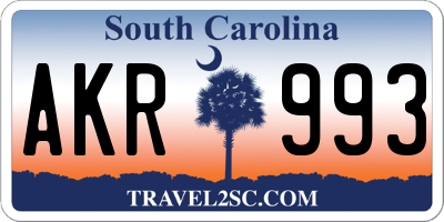 SC license plate AKR993