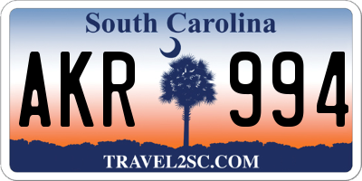 SC license plate AKR994