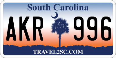 SC license plate AKR996
