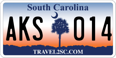 SC license plate AKS014