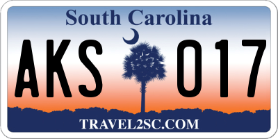SC license plate AKS017