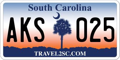 SC license plate AKS025