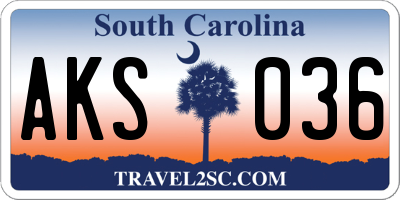 SC license plate AKS036