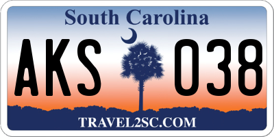 SC license plate AKS038