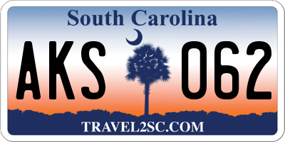 SC license plate AKS062