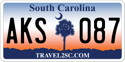 SC license plate AKS087