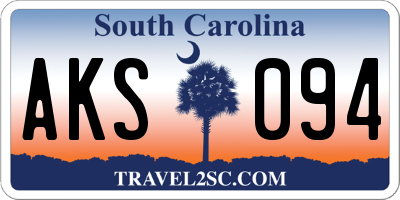 SC license plate AKS094