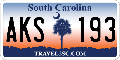 SC license plate AKS193