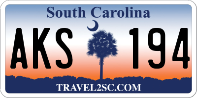 SC license plate AKS194