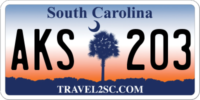 SC license plate AKS203