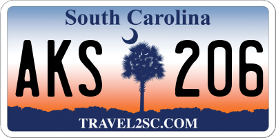 SC license plate AKS206