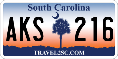 SC license plate AKS216