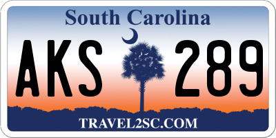 SC license plate AKS289
