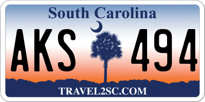 SC license plate AKS494