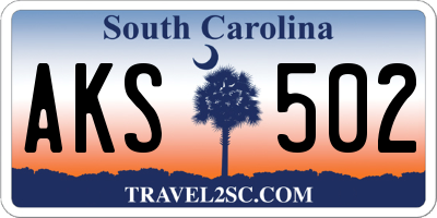 SC license plate AKS502