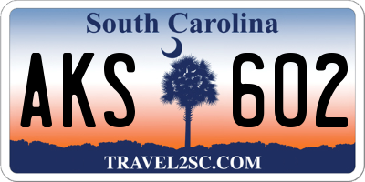 SC license plate AKS602