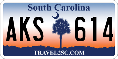 SC license plate AKS614