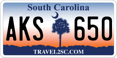 SC license plate AKS650