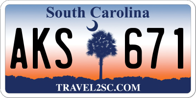 SC license plate AKS671