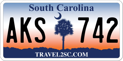 SC license plate AKS742