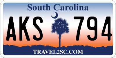 SC license plate AKS794