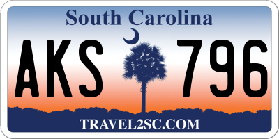 SC license plate AKS796