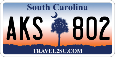 SC license plate AKS802