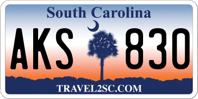 SC license plate AKS830