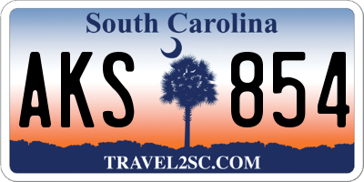 SC license plate AKS854