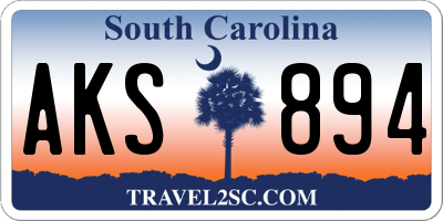 SC license plate AKS894