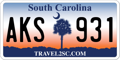 SC license plate AKS931