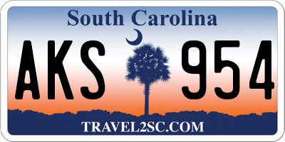 SC license plate AKS954