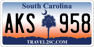 SC license plate AKS958