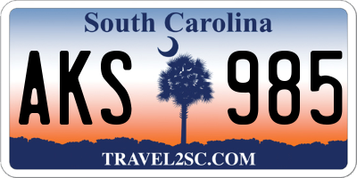 SC license plate AKS985