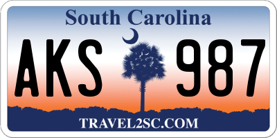 SC license plate AKS987