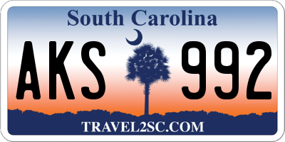 SC license plate AKS992