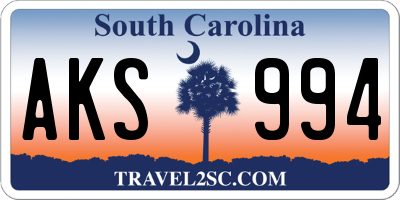SC license plate AKS994