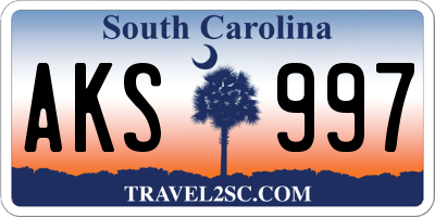 SC license plate AKS997