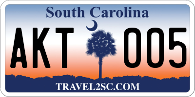 SC license plate AKT005