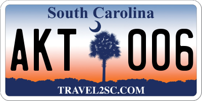 SC license plate AKT006