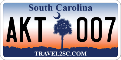 SC license plate AKT007