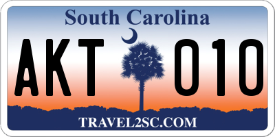 SC license plate AKT010