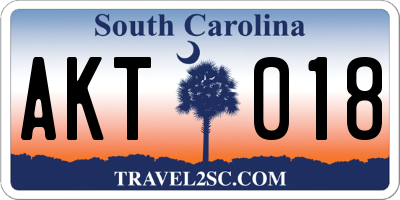SC license plate AKT018