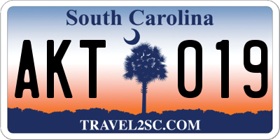 SC license plate AKT019