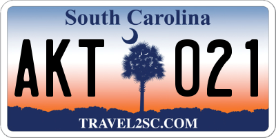 SC license plate AKT021