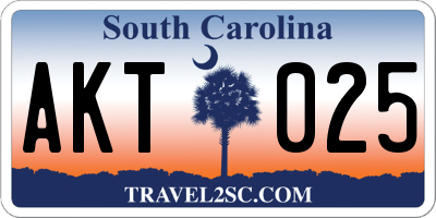 SC license plate AKT025