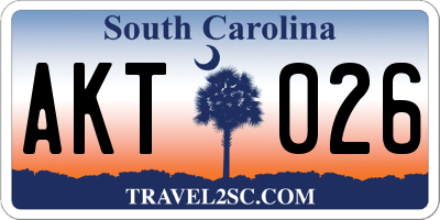 SC license plate AKT026