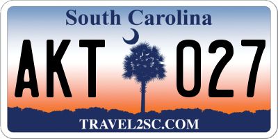 SC license plate AKT027